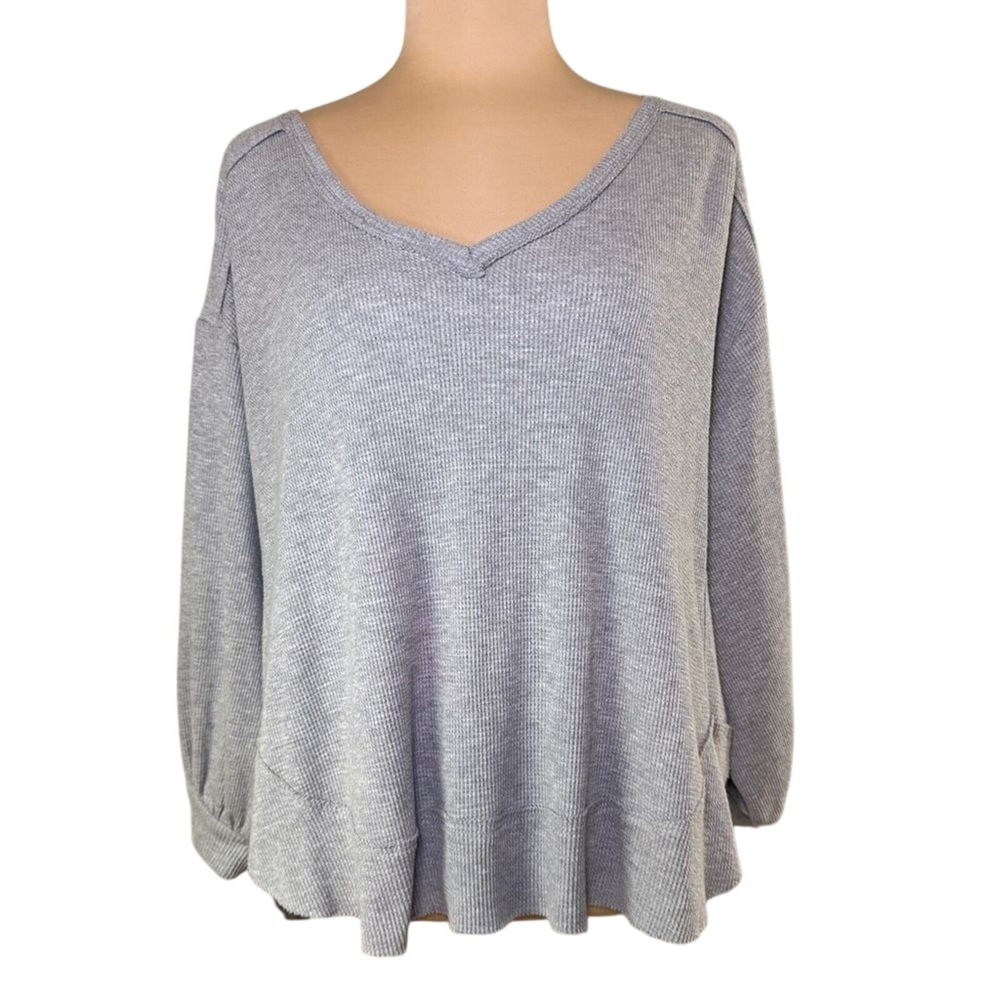 Altar'd State Gray Thermal Oversized‎ Long Sleeve Top Shirt Medium